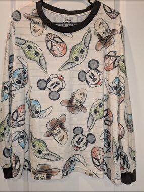 Disney 100 XXL Character Lounge Top Mickey Stitch Grogu Woody Spider-Man Unisex